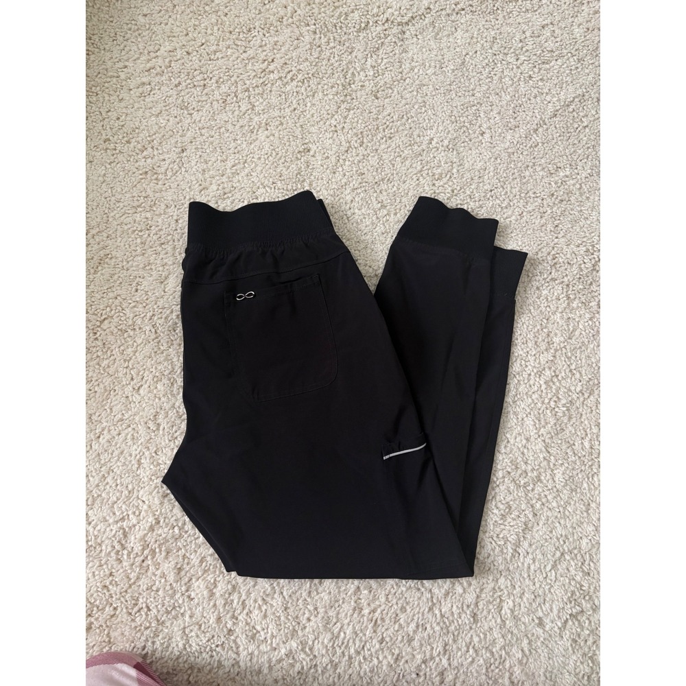 Cherokee Infinity Womens Black Scrub Set V-Neck Top Small Jogger Pants Medium